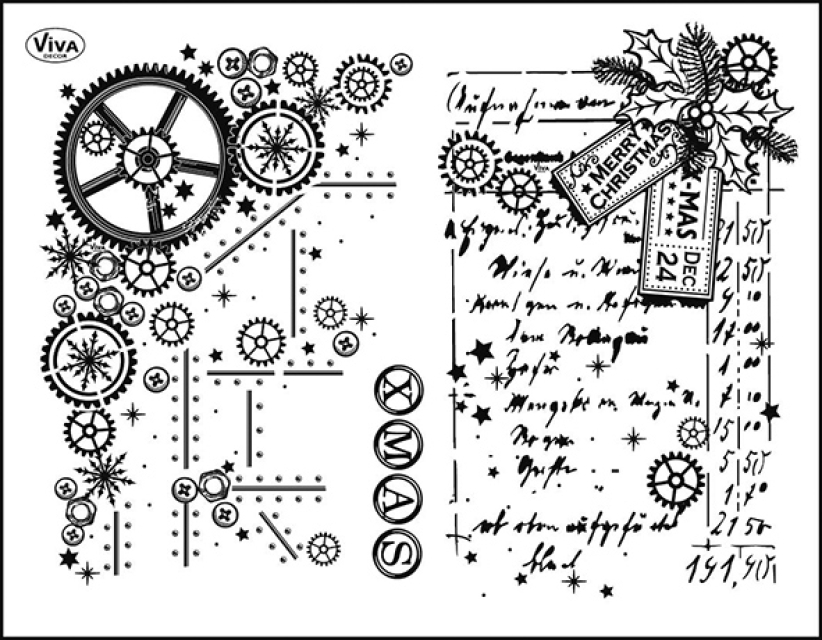VIVA Decor Transparente Silikon-Stempel Steampunk Zahnrad Hintergründe