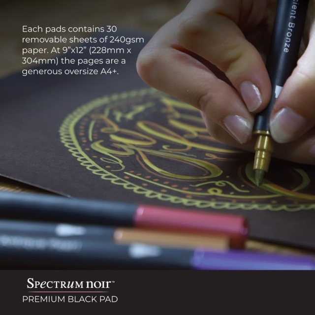Spectrum Noir Metallic Premium Black 9 x 12 Inch Paper Pad