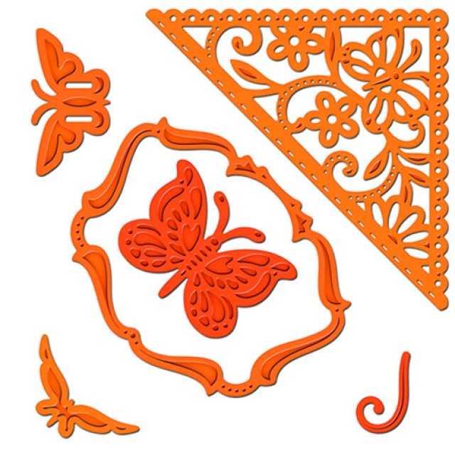 Spellbinder Metallschablone Samantha Walker Butterfly Corners