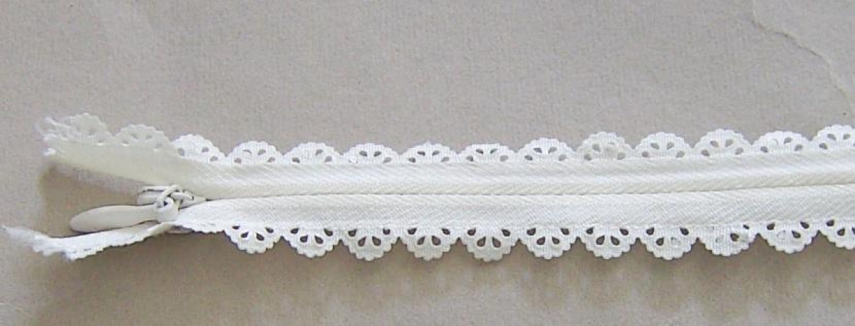 Spitzen Reißverschluss nahtverdeckt 22 cm weiss