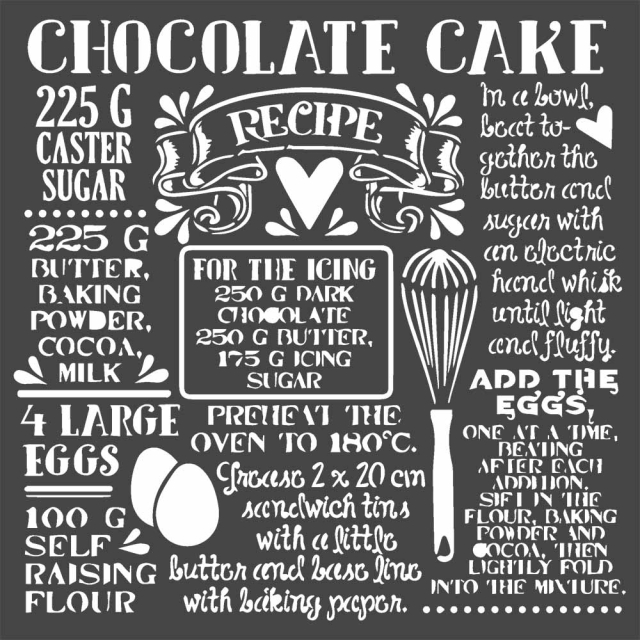 Stamperia Thick Stencil 18 x 18 Chocolate Cake