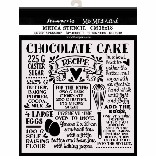 Stamperia Thick Stencil 18 x 18 Chocolate Cake