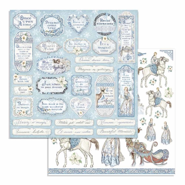 Stamperia Doppelseitiges Papier Winter Tales Tags and Frames