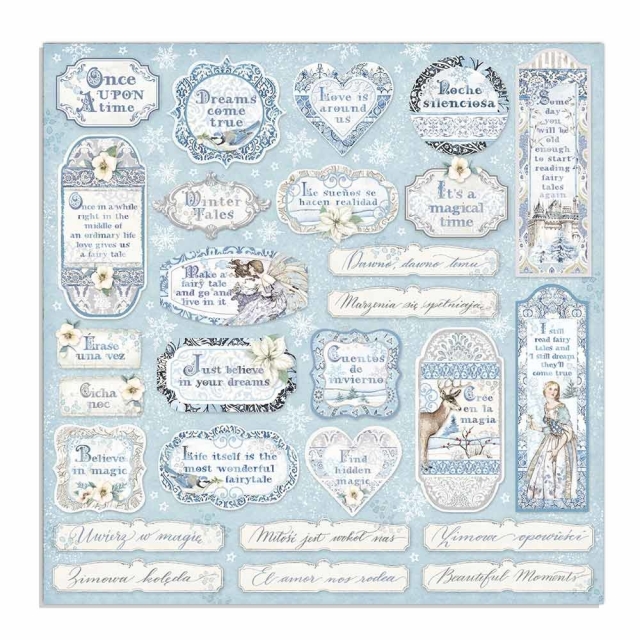 Stamperia Doppelseitiges Papier Winter Tales Tags and Frames