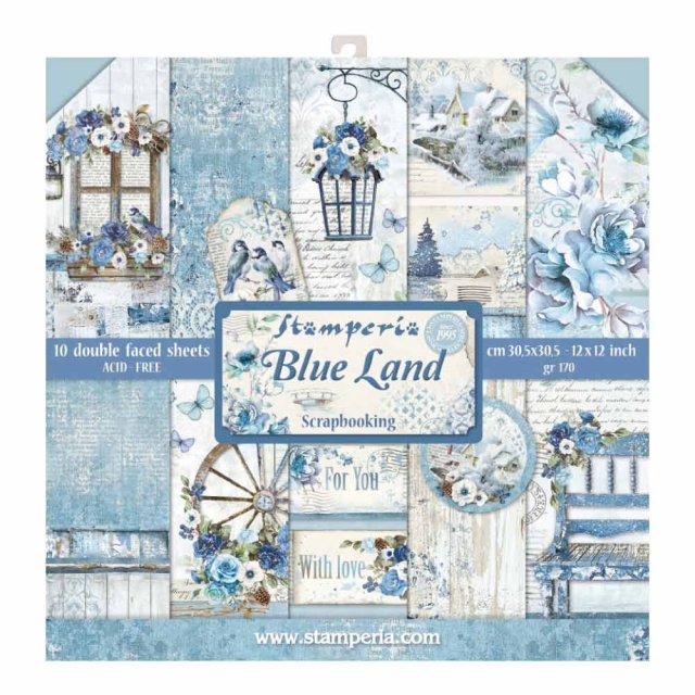 Stamperia 12 x 12 inch Paper Pack / Papiere Blue Land