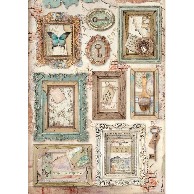 Stamperia A4 Rice Paper Reispapier Atelier Frames