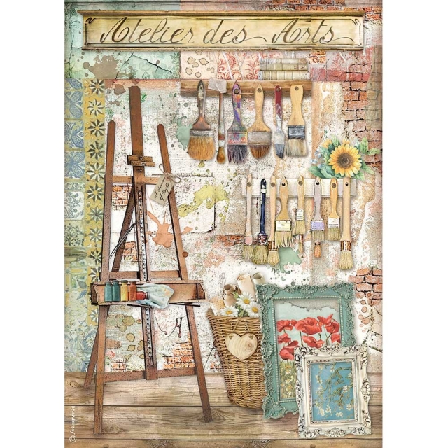Stamperia A4 Rice Paper Reispapier Atelier des Arts Easel