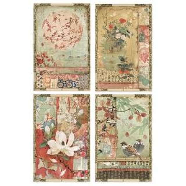 Stamperia A4 Rice Paper Reispapier Japanese Postcards