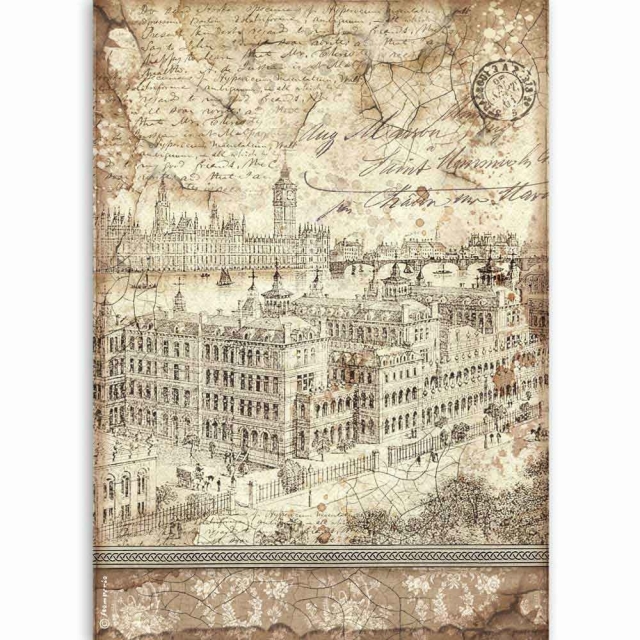 Stamperia A4 Rice Paper Reispapier Lady Vagabond London