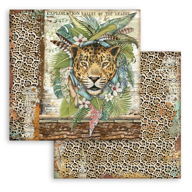 Stamperia Block Large 12 x 12 Inch mit 10 doppelseitig bedruckten Papieren Amazonia