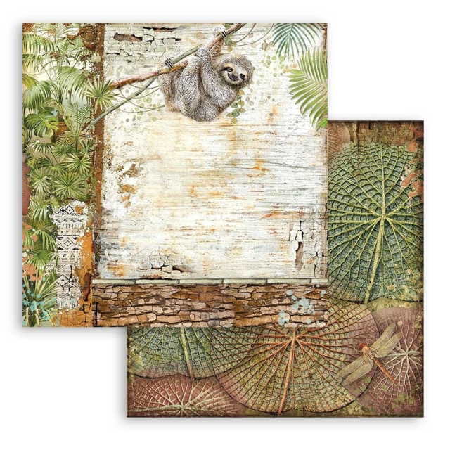 Stamperia Block Large 12 x 12 Inch mit 10 doppelseitig bedruckten Papieren Amazonia