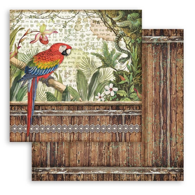 Stamperia Block Large 12 x 12 Inch mit 10 doppelseitig bedruckten Papieren Amazonia