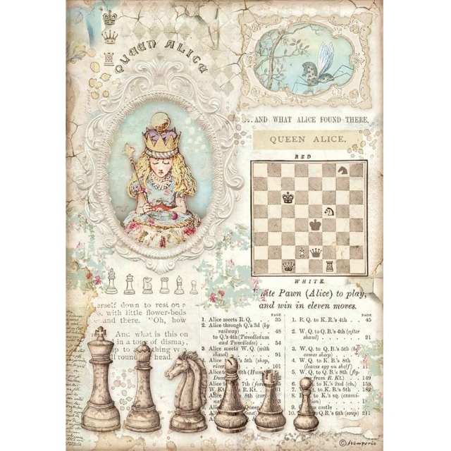 Stamperia A4 Rice Paper Reispapier Queen Alice