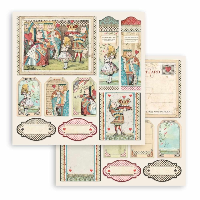 Stamperia 12 x 12 inch Paper Pack / Papiere Alice in Wonderland and through the Looking Glass