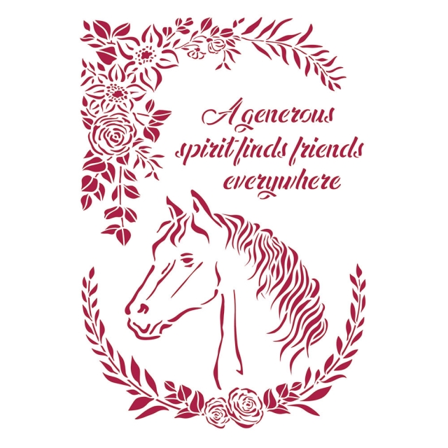 Stamperia Stencil A4 Romantic Horse with Flowers