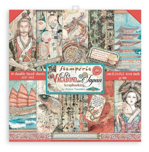 Stamperia Extra Small Paper Pad / 10 Papiere Sir Vagabond in Japan