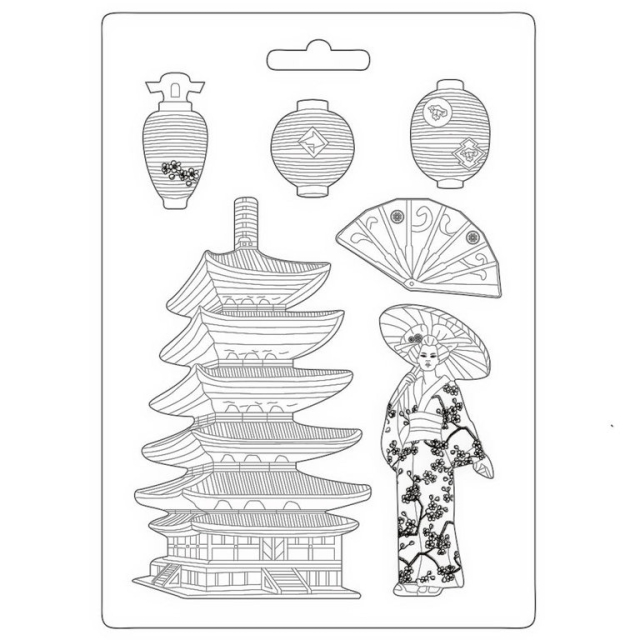 Stamperia Soft Mould A4 Sir Vagabond Japan Pagoda