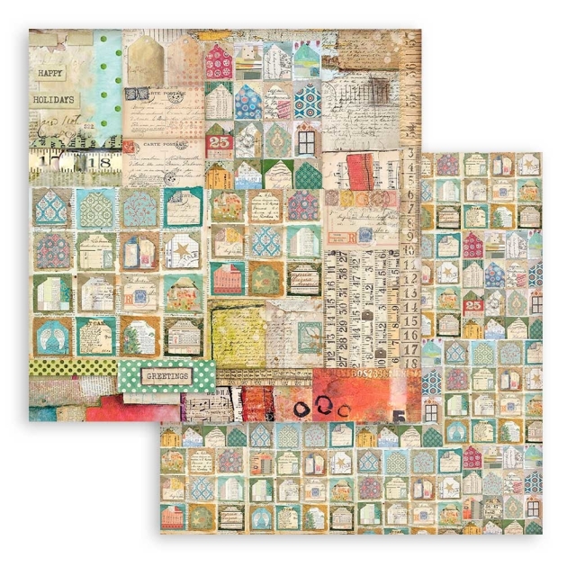 Stamperia Extra Small Paper Pad / 10 Papiere Christmas Patchwork