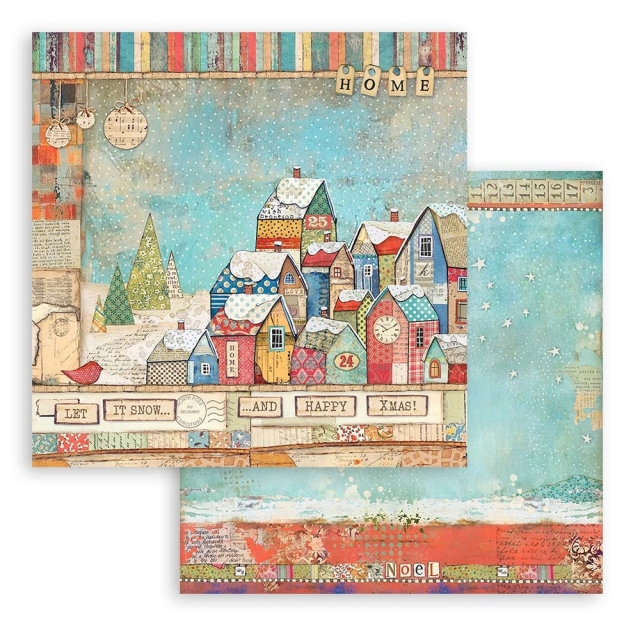 Stamperia Extra Small Paper Pad / 10 Papiere Christmas Patchwork