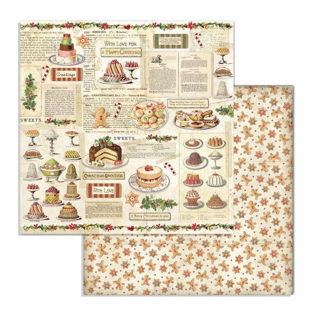 Stamperia Extra Small Paper Pad / 10 Papiere Classic Christmas