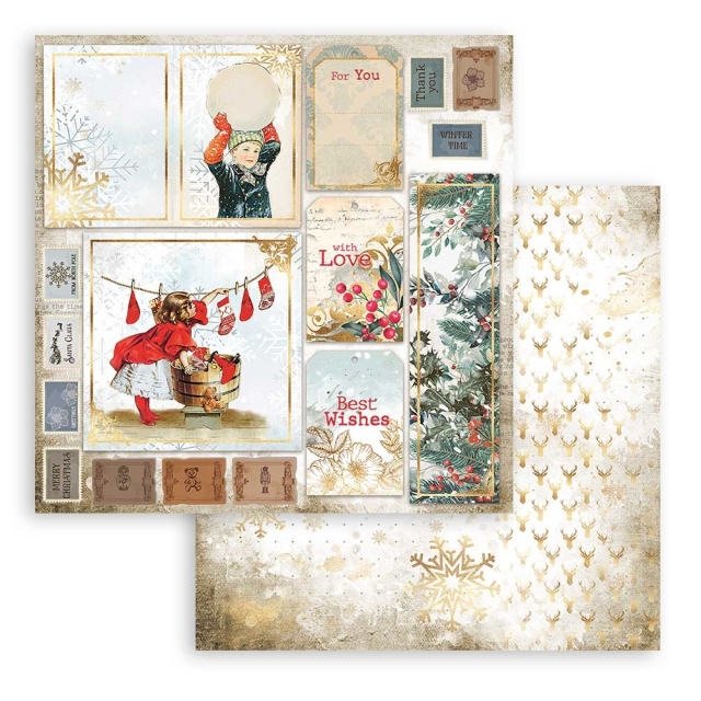 Stamperia 12 x 12 inch Paper Pack / Papiere Romantic Christmas