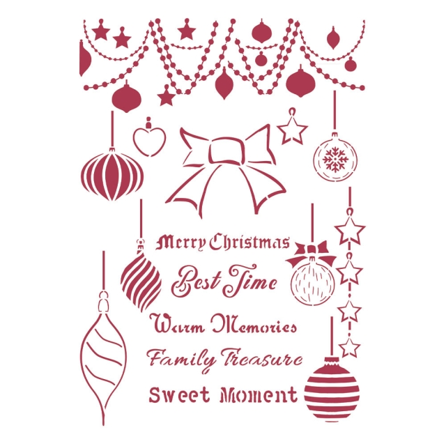 Stamperia Stencil Schablone A4 Christmas Patchwork Balls