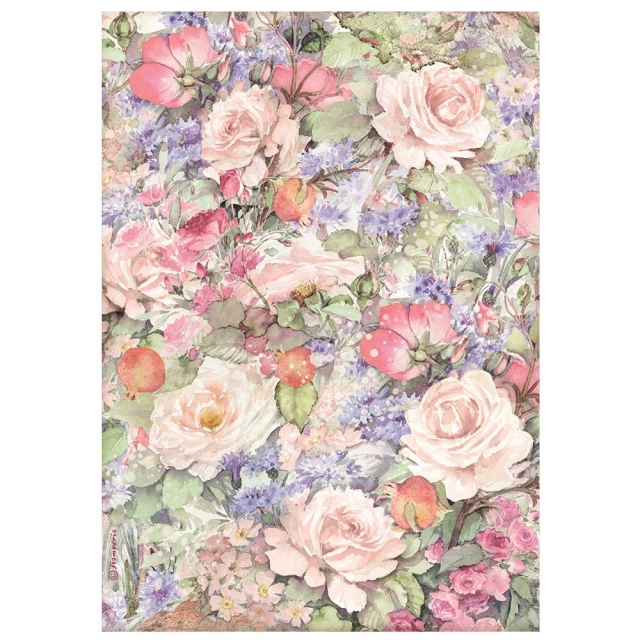 Stamperia A4 Rice Paper Reispapier Casa Granada Flowers