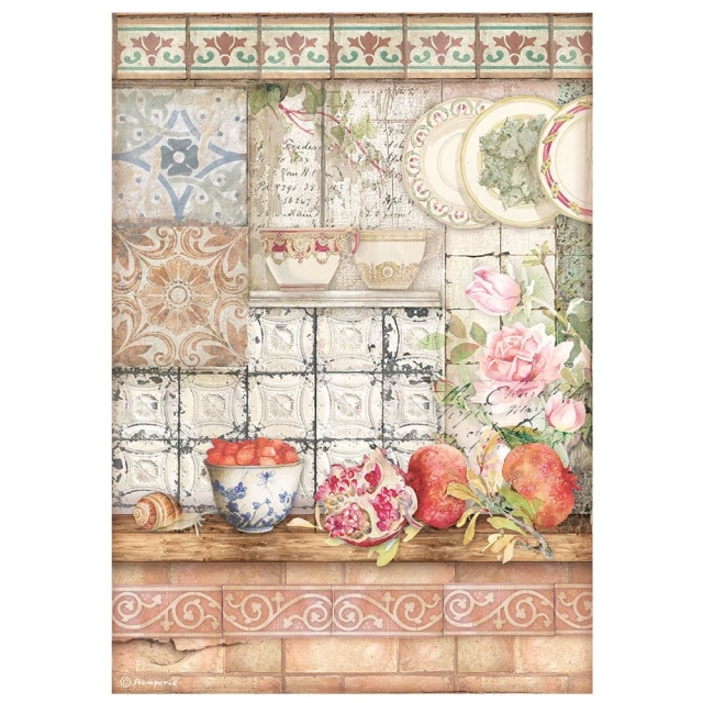 Stamperia A4 Rice Paper Reispapier Casa Granada Tiles