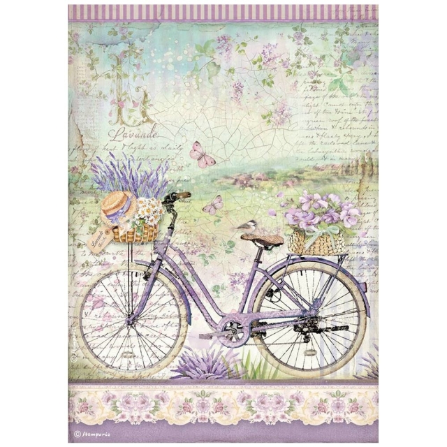 Stamperia A4 Rice Paper Reispapier Provence Bicycle