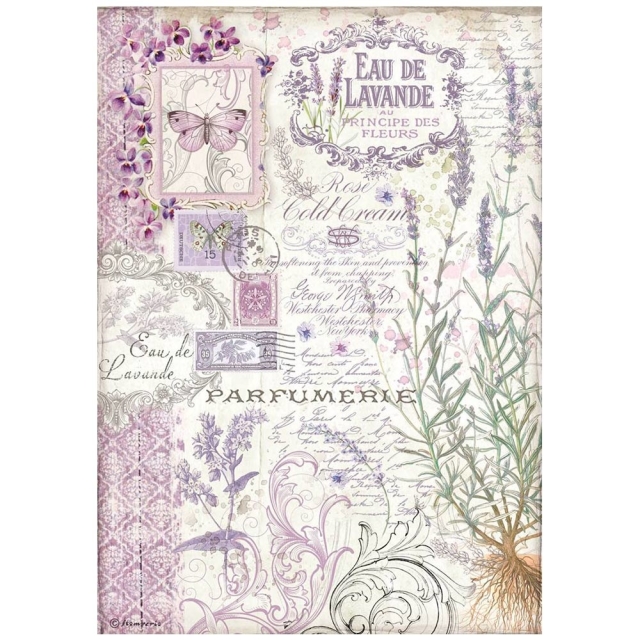 Stamperia A4 Rice Paper Reispapier Provence Eau de Lavande