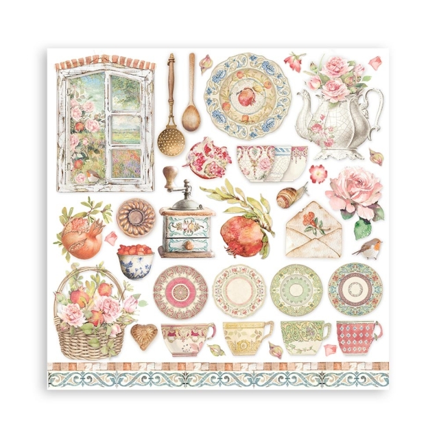 Stamperia Extra Small Pad 6 x 6 Inch mit 10 doppelseitig bedruckten Papieren Casa Granada