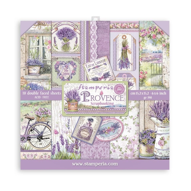 Stamperia Extra Small Pad 6 x 6 Inch mit 10 doppelseitig bedruckten Papieren Provence