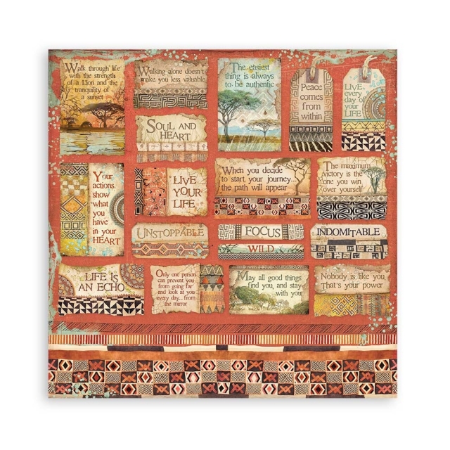 Stamperia Extra Small Pad 6 x 6 Inch mit 10 doppelseitig bedruckten Papieren Savana
