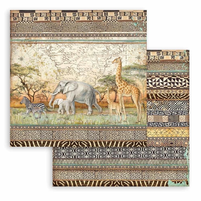 Stamperia Extra Small Pad 6 x 6 Inch mit 10 doppelseitig bedruckten Papieren Savana