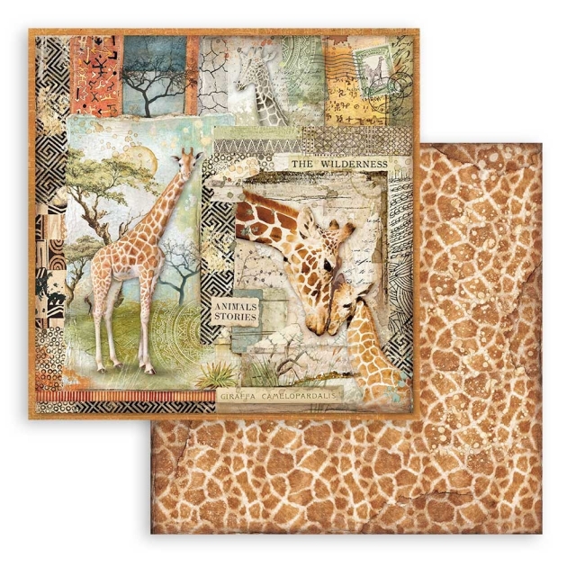 Stamperia Extra Small Pad 6 x 6 Inch mit 10 doppelseitig bedruckten Papieren Savana