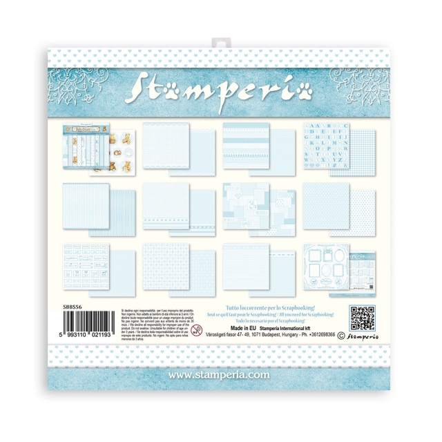 Stamperia 12 x 12 inch Paper Pack / Papiere BabyDream Blue