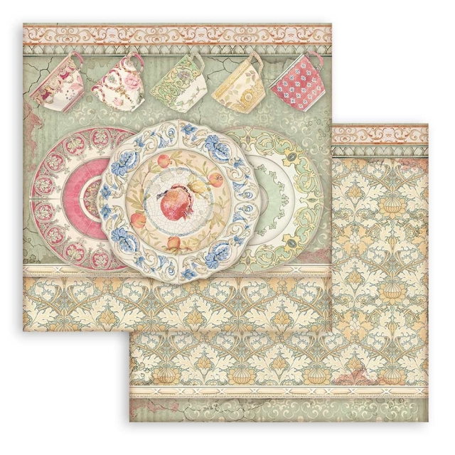 Stamperia 8 x 8 inch Small Paper Pad / 10 Papiere Casa Granada