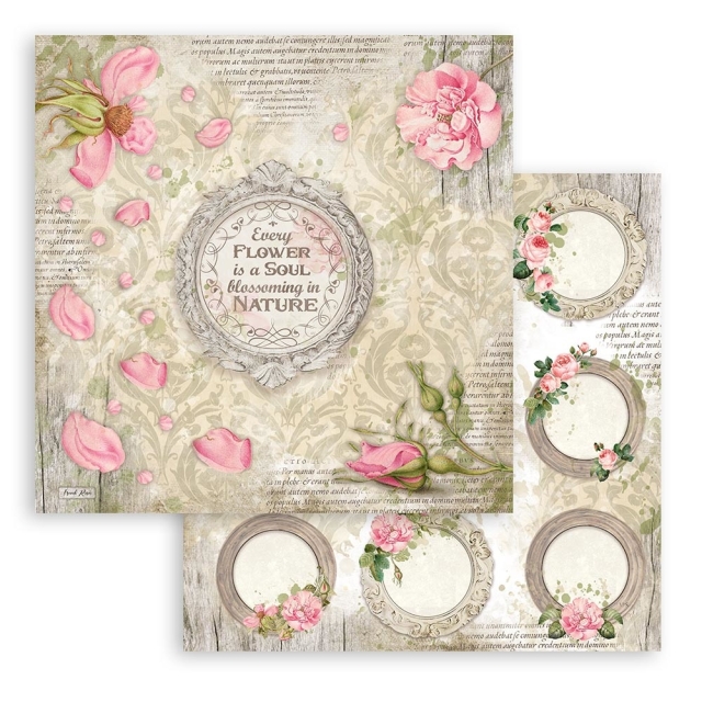 Stamperia 8 x 8 inch Small Paper Pad / 10 Papiere Romantic Garden House