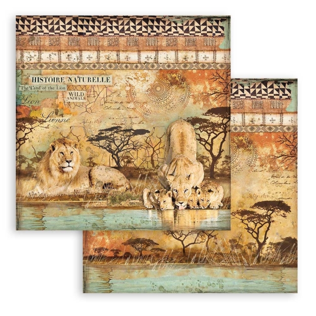 Stamperia 8 x 8 inch Small Paper Pad / 10 Papiere Savana