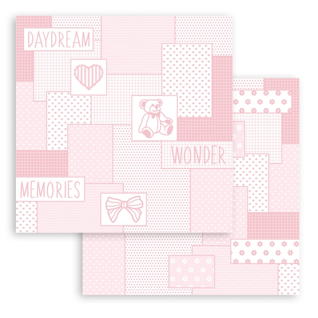 Stamperia 8 x 8 inch Small Paper Pad / 10 Papiere Background Selection Baby Dream Pink