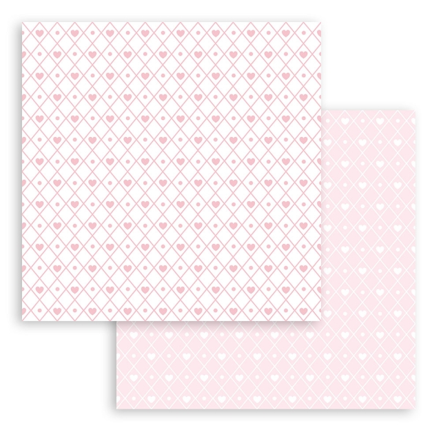 Stamperia 8 x 8 inch Small Paper Pad / 10 Papiere Background Selection Baby Dream Pink