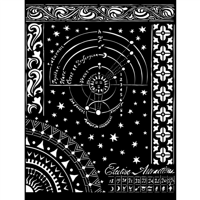 Stamperia Thick Stencil Schablone 20 x 25 cm Alchemy Planet Chart