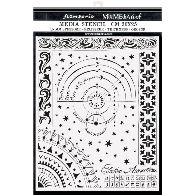 Stamperia Thick Stencil Schablone 20 x 25 cm Alchemy Planet Chart