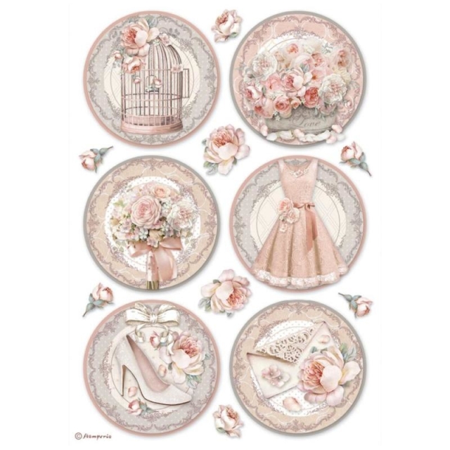 Stamperia A4 Rice Paper Reispapier You and Me Rounds