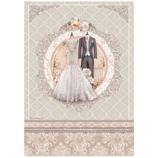 Stamperia A4 Rice Paper Reispapier You and Me Wedding Dress
