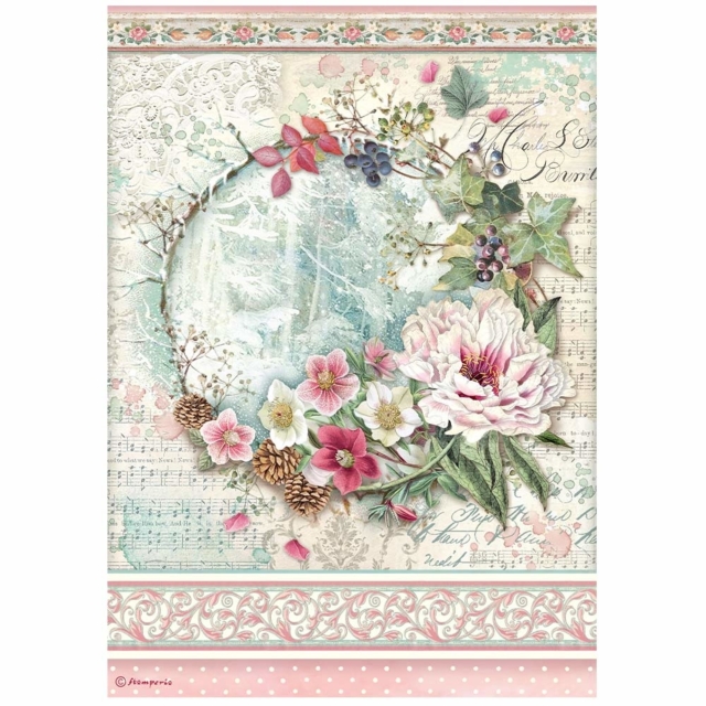 Stamperia A4 Rice Paper Reispapier Sweet Winter Garland