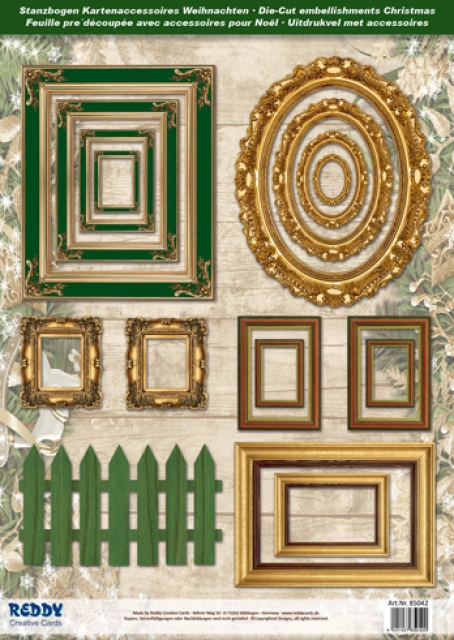 Reddy Cards Stanzbogen Rahmen Weihnachten, gold