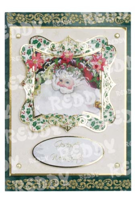 Reddy Cards Stanzbogen Weihnachtsmänner gold-laminiert, 4 Motive