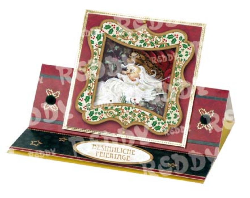Reddy Cards Stanzbogen Weihnachtsmänner gold-laminiert, 4 Motive