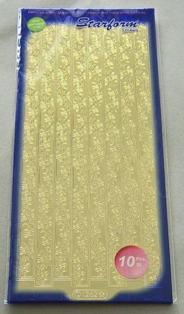 Le Suh Stickerbogen 10 x 23 cm Rahmen Blumen gold